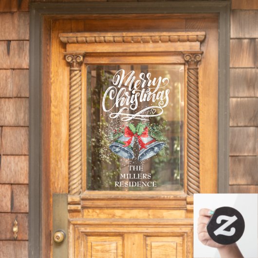 Zachte kerstkalligrafie Silver Bells Raamsticker (Huis Deur)