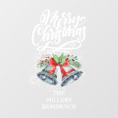 Zachte kerstkalligrafie Silver Bells Raamsticker (Vel)