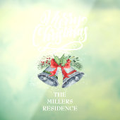 Zachte kerstkalligrafie Silver Bells Raamsticker (Vel 3)