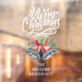 Zachte kerstkalligrafie Silver Bells Raamsticker (Vel 2)