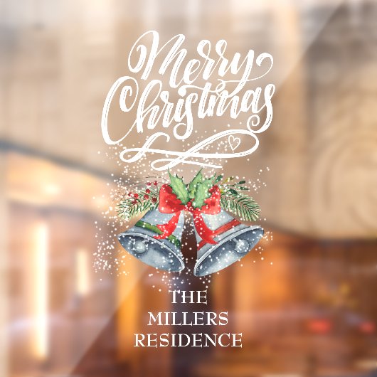 Zachte kerstkalligrafie Silver Bells Raamsticker (Vel 2)