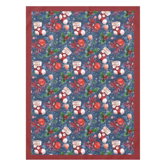 Zachte Kerstman Laarzen Ballen Rode Hulst Bessen K Tafelkleed (Voorkant)