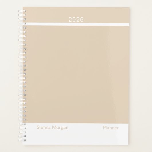 Zachte Khaki/Beige Minimalist Planner (Voorkant)