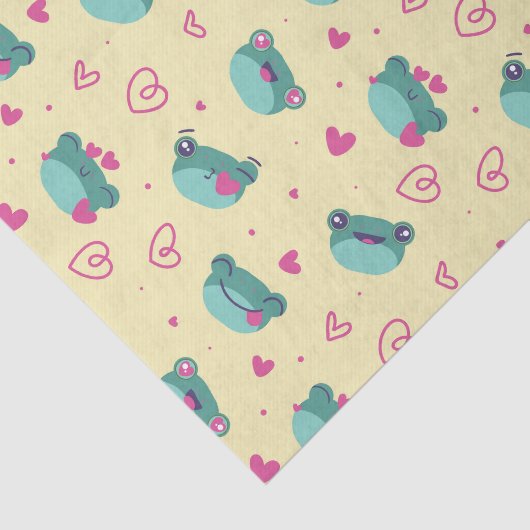 Zachte Kikker Liefde Hart Patroon Valentijnsdag Tissuepapier (Detail)