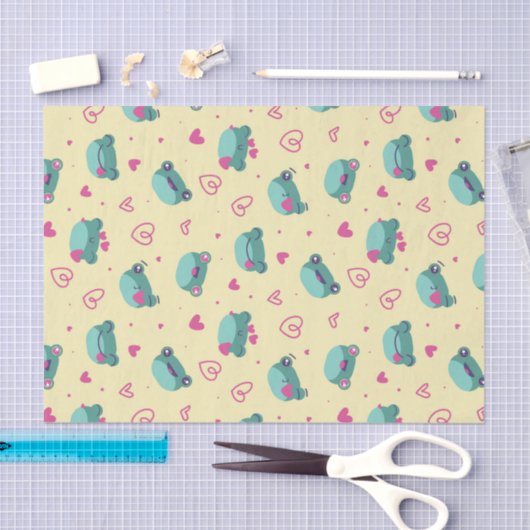 Zachte Kikker Liefde Hart Patroon Valentijnsdag Tissuepapier (Craft)