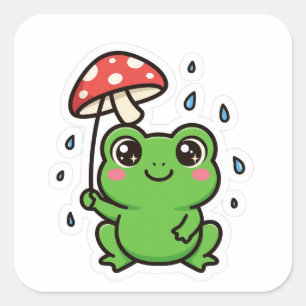 Zachte Kikker Paddenstoel Paraplu Regen Sticker