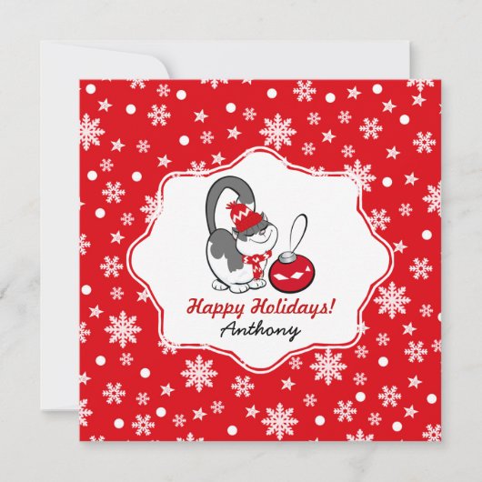 Zachte Kitty | Op maat gemaakte kerstkaarten voor  Feestdagenkaart (Voorkant)