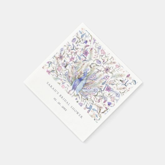 Zachte Klasse Waterverf Pauw Flora Bruidsdouche Servet (Hoek)