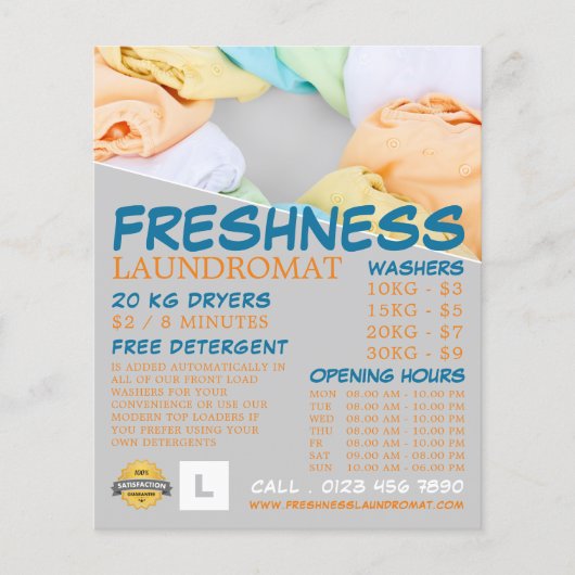 Zachte kleding, wasgoed, Adverteren Flyer (Voorkant)