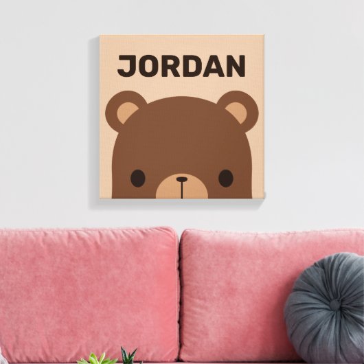 Zachte Kleine Bruine Beer met Gepersonaliseerde Na Canvas Afdruk (Insitu (Woonkamer))