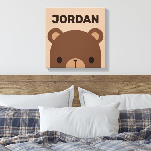 Zachte Kleine Bruine Beer met Gepersonaliseerde Na Canvas Afdruk (Insitu (Slaapkamer))
