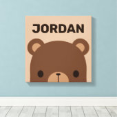 Zachte Kleine Bruine Beer met Gepersonaliseerde Na Canvas Afdruk (Insitu (Houten vloer))