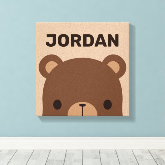 Zachte Kleine Bruine Beer met Gepersonaliseerde Na Canvas Afdruk (Insitu (Houten vloer))