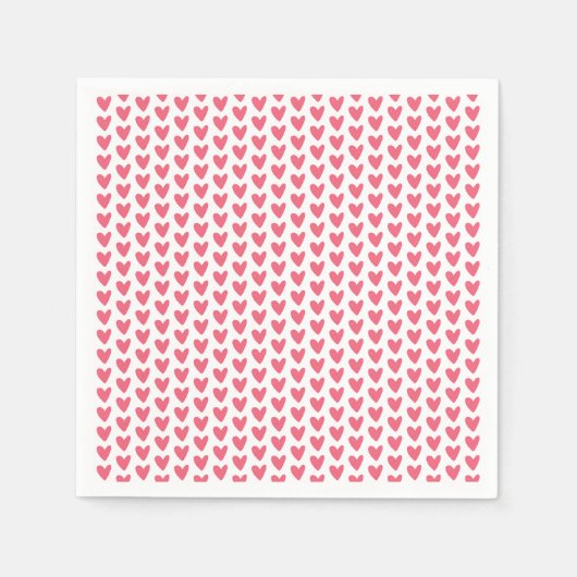 Zachte Kleine Frambozen Roze Hartjes Patroon Servet (Voorkant)