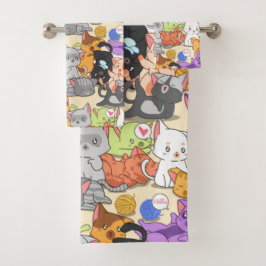 Zachte Kleine Katten Patroon Bad Handdoek
