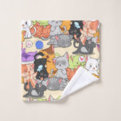 Zachte Kleine Katten Patroon Bad Handdoek (Wasdoekje)