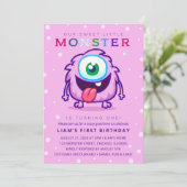 Zachte Kleine Monster Kinderen Verjaardag  Kaart (Staand voorkant)