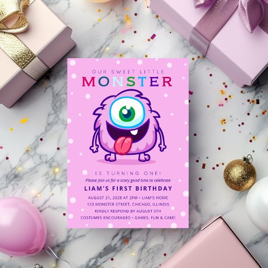 Zachte Kleine Monster Kinderen Verjaardag  Kaart