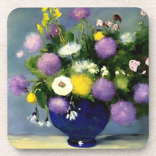 Zachte kleur Bloem Vaas Print Bier Onderzetter (Voorkant)