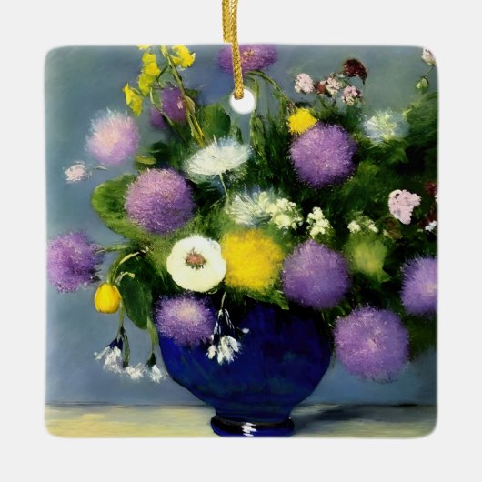 Zachte kleur Bloem Vaas Print Keramisch Ornament (Voorkant)