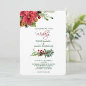 Zachte kleur kerst poinsettia bellen kaart (Staand voorkant)