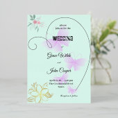 Zachte kleur met bloemen- en vlinderontwerp folie uitnodiging (Staand Voorkant)