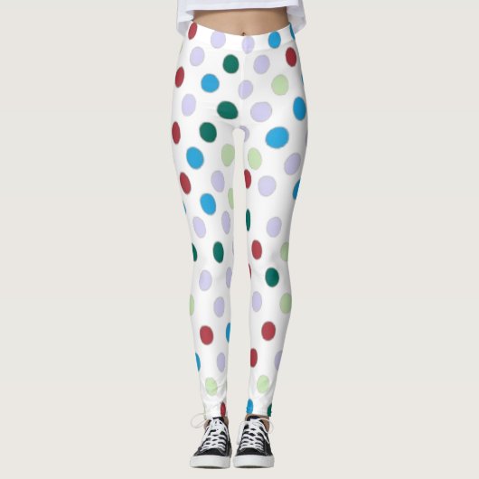 Zachte kleur polka dot leggings (Voorkant)