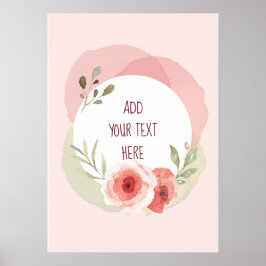 ZACHTE KLEUR ROZE EN GROENE BLOEMEN OP MAAT POSTER