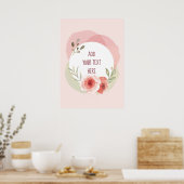 ZACHTE KLEUR ROZE EN GROENE BLOEMEN OP MAAT POSTER (Keuken)