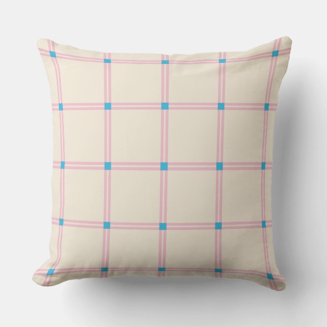 Zachte Kleur Verticale Streep Patroon Punt Design Kussen (Voorkant)