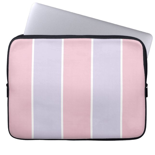 Zachte Kleur Verticale Streeppatroon Ontwerp Laptop Sleeve (Voorkant)