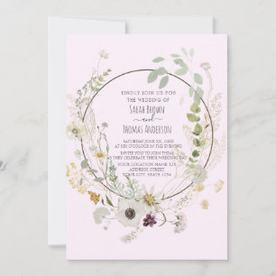 Zachte kleur Wilde bloemen Baby Roze Kaart