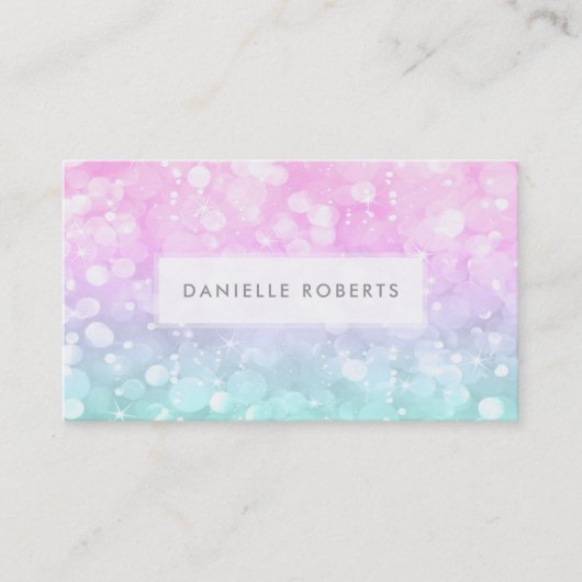 Zachte kleuren bokeh sprankelende glitter visitekaartje (Voorkant)
