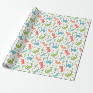 Zachte kleuren Dinosauriërs palmbomen Kinderen Cadeaupapier
