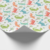 Zachte kleuren Dinosauriërs palmbomen Kinderen Cadeaupapier (Hoek)