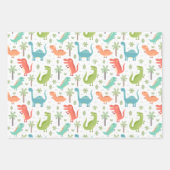 Zachte kleuren Dinosauriërs palmbomen Kinderen Inpakpapier Vel (Voorkant 2)
