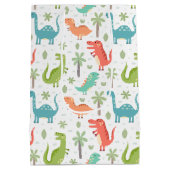 Zachte kleuren Dinosauriërs palmbomen Kinderen Medium Cadeauzakje (Achterkant)