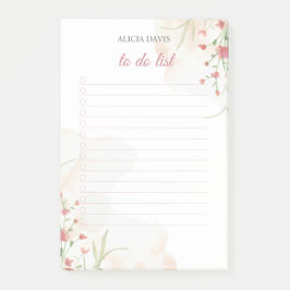 Zachte kleuren Eenvoudige bloemen | Je naam | Post-it® Notes