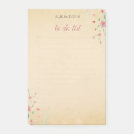 Zachte kleuren Eenvoudige bloemen | Je naam | Post-it® Notes