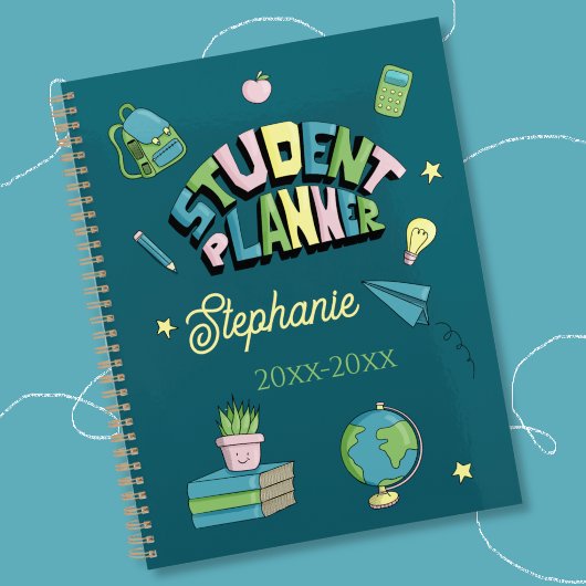 Zachte Kleuren Handgetekende Student Planner