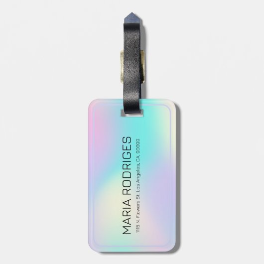 Zachte kleuren holografische achtergrond 2 bagagel bagagelabel (Achterkant verticaal)