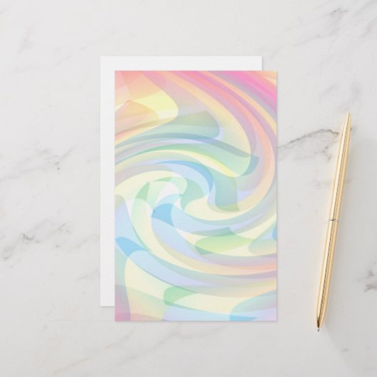 Zachte kleuren Pastel Geel Roze Blauw Abstract Briefpapier (Voorkant / Achterkant in situ)