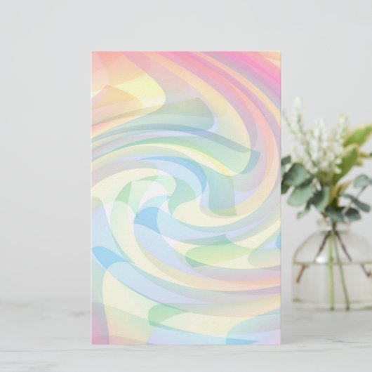 Zachte kleuren Pastel Geel Roze Blauw Abstract Briefpapier (Staand voorkant)
