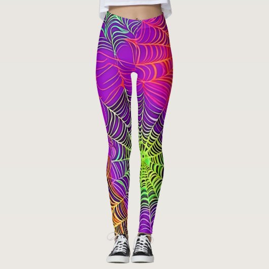 Zachte kleuren: Spiderweb Art Leggings (Voorkant)