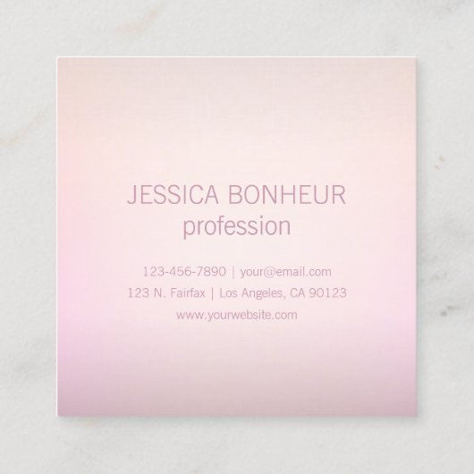Zachte kleuren vervagen Ombre Vierkante Visitekaartje (Achterkant)