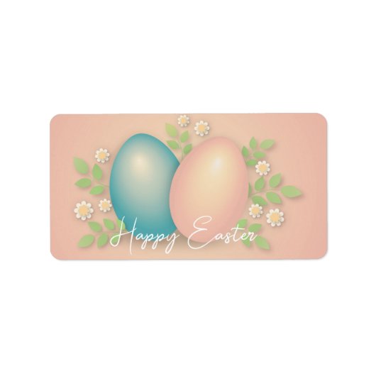 Zachte kleuren voor eitjes- en lenteslijmbloemen etiket (Voorkant)