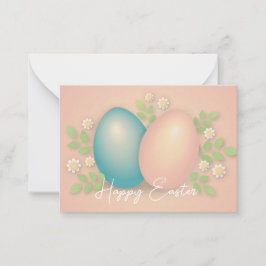 Zachte kleuren voor eitjes- en lenteslijmbloemen notitiekaartje