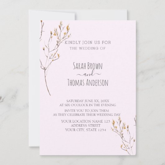 Zachte kleuren Wilde bloem Verbrandend Sinaasappel Kaart (Voorkant)