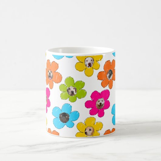 Zachte kleurige bloem Honden Moeder Leuke Foto Col Koffiemok (Center)