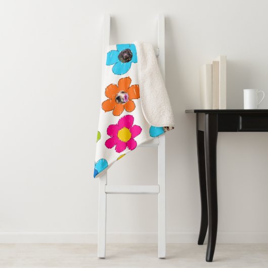 Zachte kleurrijke bloem Honden Moeder Leuke Foto C Sherpa Deken (In situ)